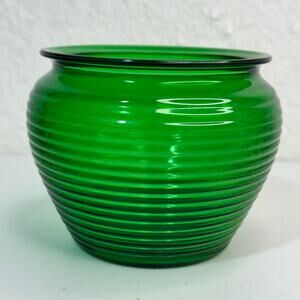 Natco Emerald Green Ribbed ‘Beehive’ Glass Planter 1950s VTG Succulent Pot #1162